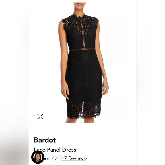 Bardot lace panel black dress, size X-small - Picture 1 of 11